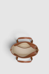 Internal product shot of the Oroton Polly Straw Small Tote in Natural/Cognac and Woven straw material for Women .