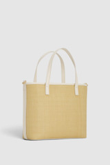 Back product shot of the Oroton Polly Straw Small Tote in Natural/Cream and Woven straw material for Women . IP:25