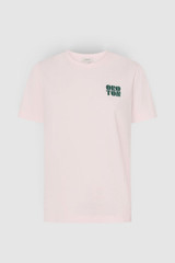 Front product shot of the Oroton Maggie Graphic Tee in Perfect Pink and 100% cotton single jersey fabric for Women .
