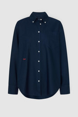 Front product shot of the Oroton Oxford Shirt in North Sea and 100% cotton fabric for Women .