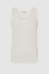 Front product shot of the Oroton Scoop Neck Tank in Antique White and 92% cotton and 8% spandex blend fabric for Women .