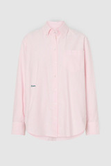 Front product shot of the Oroton Oxford Stripe Shirt in Perfect Pink and 100% cotton fabric for Women .