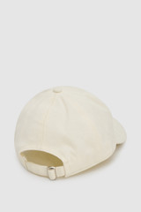 Back product shot of the Oroton Oroton Script Cap in Antique White and 100% cotton canvas fabric for Women .