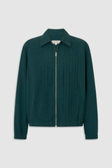 Front product shot of the Oroton Pleated Bomber Shirt in Neptune Green and 100% cotton poplin fabric for Women .